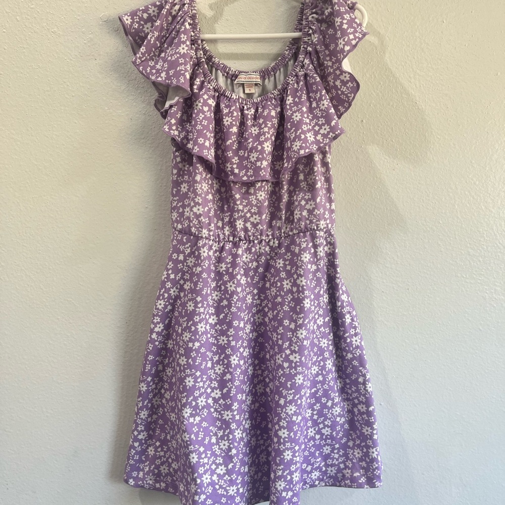 Purple Ruffled Tiered Off-the-Shoulder Sundress